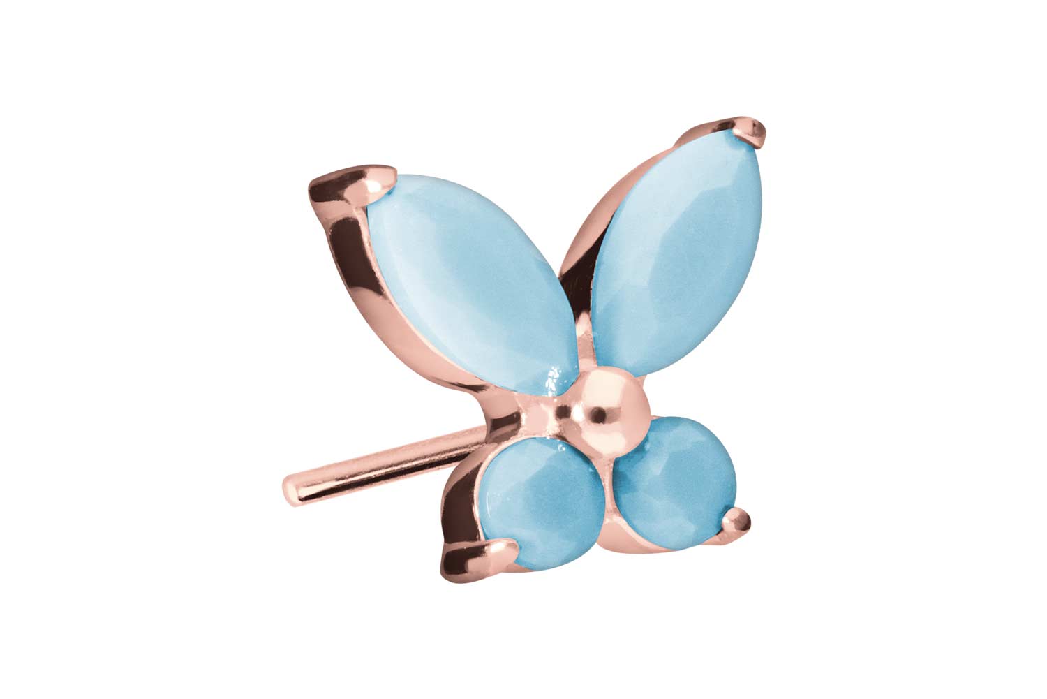 Titanium attachment with push pin BUTTERFLY + SYNTHETIC TURQUOISES