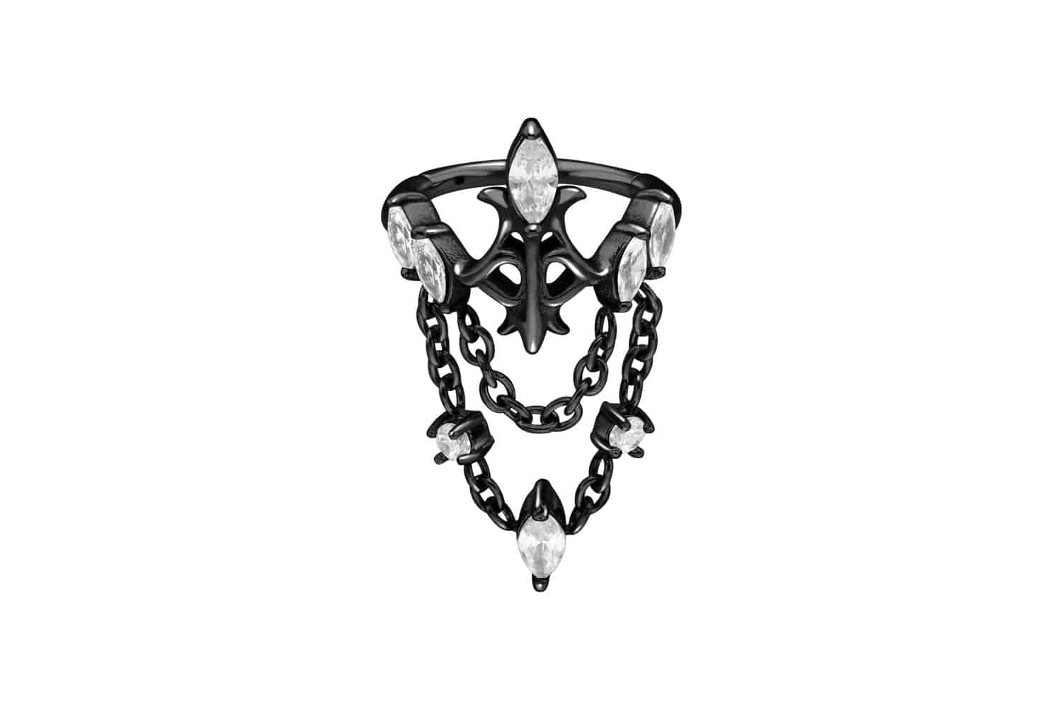 Surgical steel segment ring clicker CROWN + 2 CHAINS