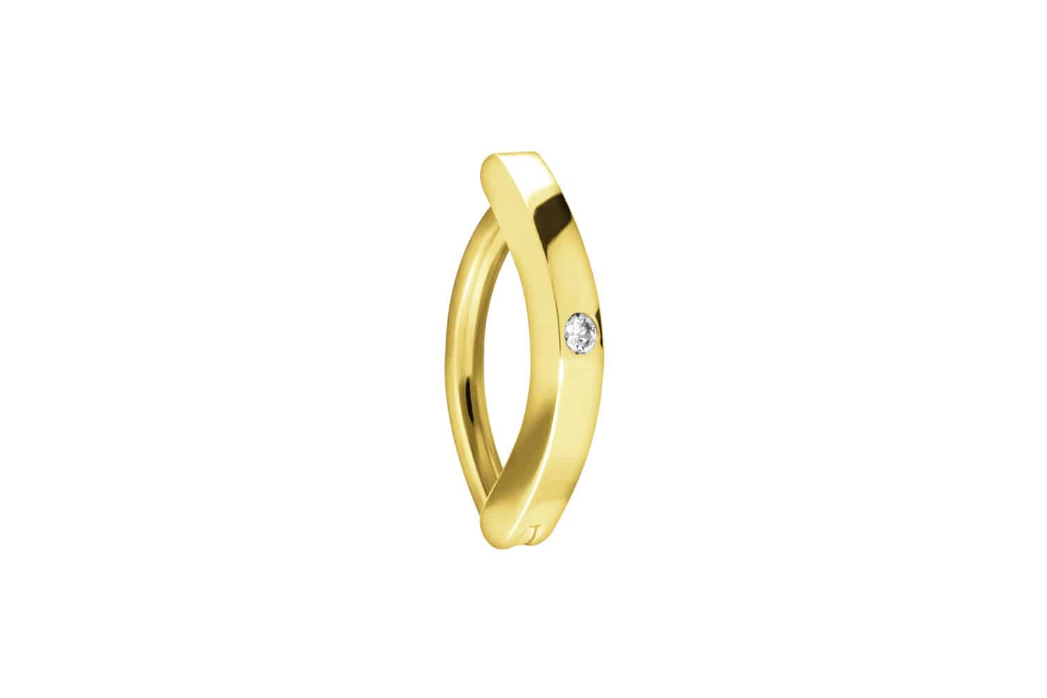 18 Karat Gold Bauchnabelclicker BOGEN + KRISTALL