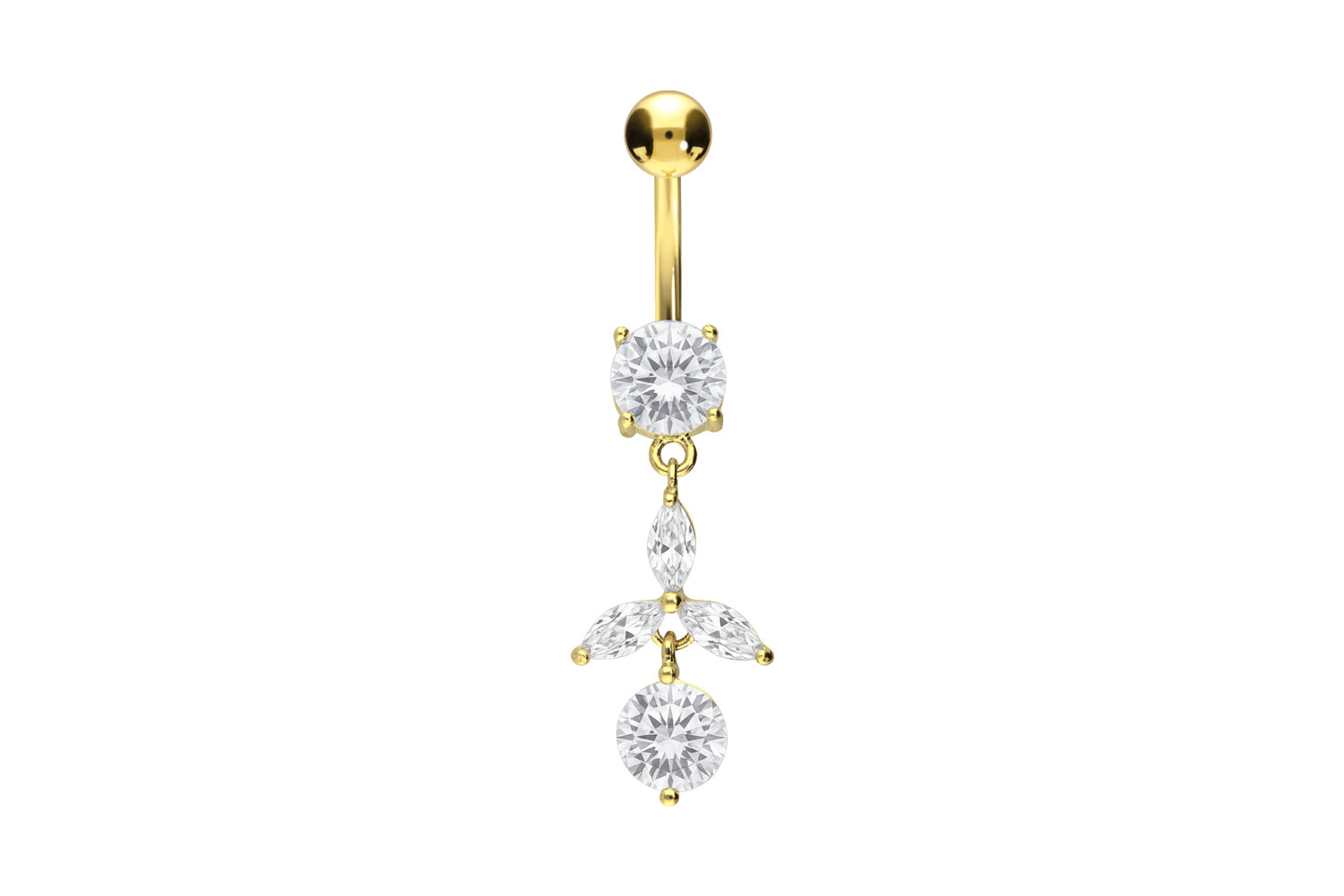 Surgical steel bananabell CRYSTAL FLOWER + 2 CRYSTALS