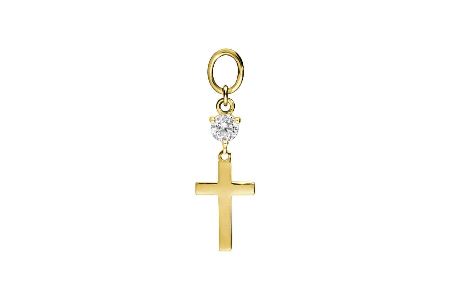 18 carat gold pendant for clickers CROSS + CRYSTAL
