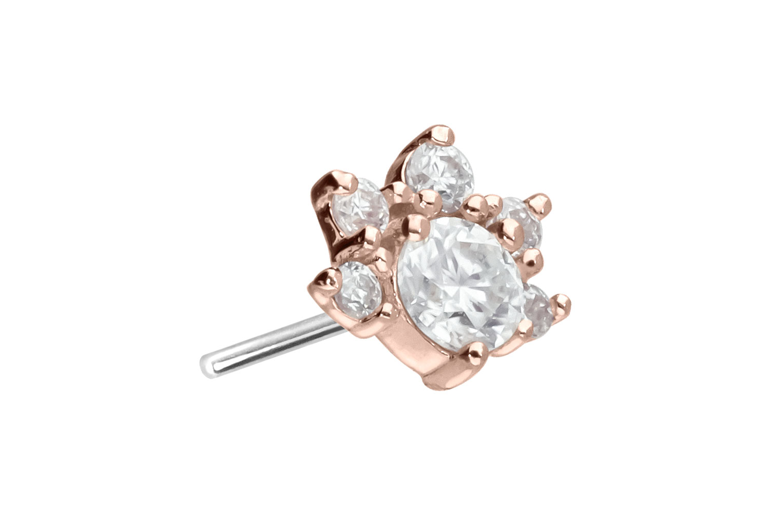 14 Karat Gold Aufsatz mit Titan Push Pin MOISSANIT-BLUME