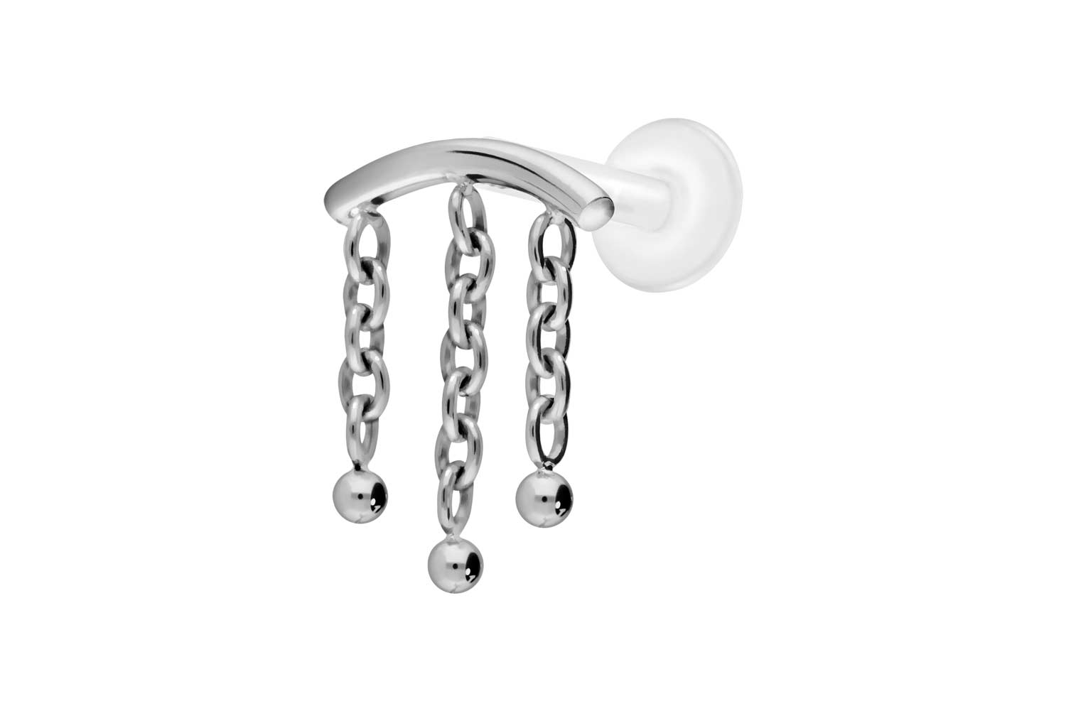 PTFE labret with internal thread + titanium attachment ARCH + 3 CHAINS