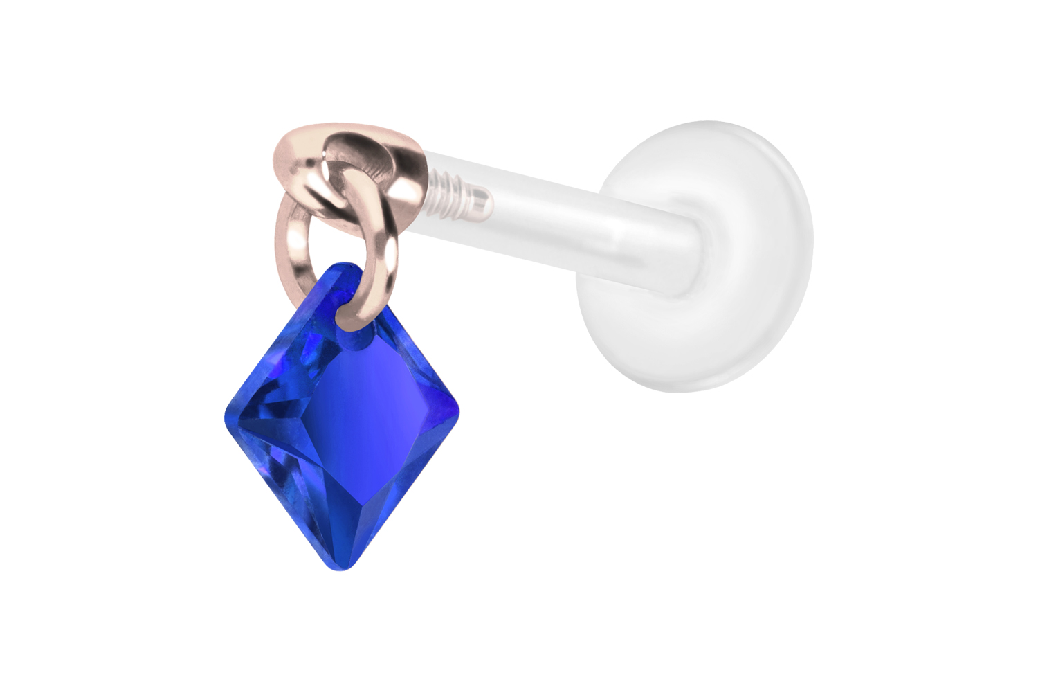 PTFE labret with internal thread + titanium attachment CRYSTAL SQUARE