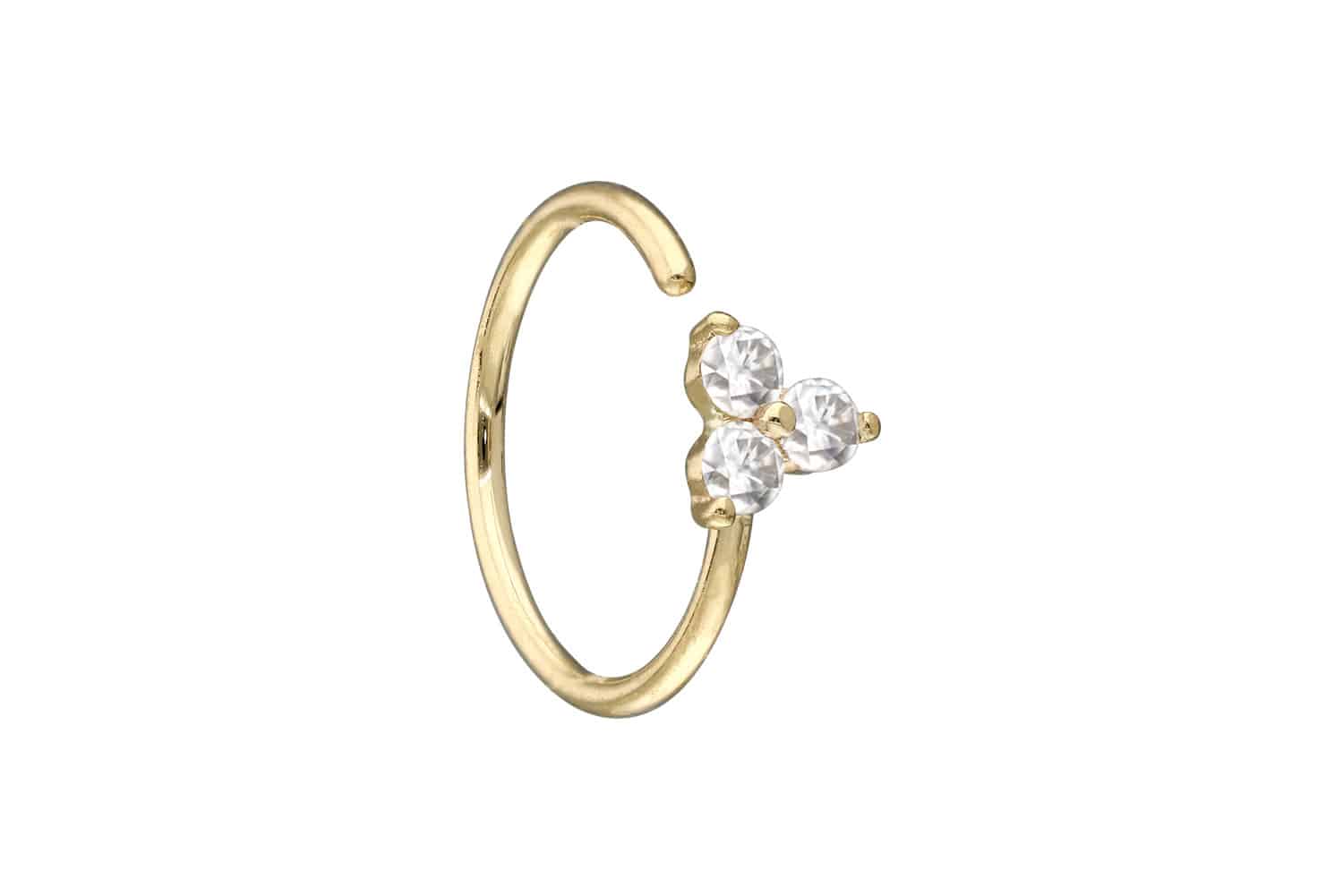 14 carat gold nose ring MOISSANITE FLOWER - bendable