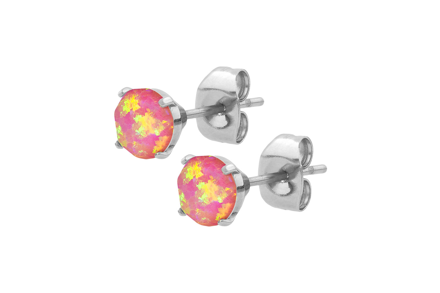 Surgical steel ear studs SYNTHETIC OPAL