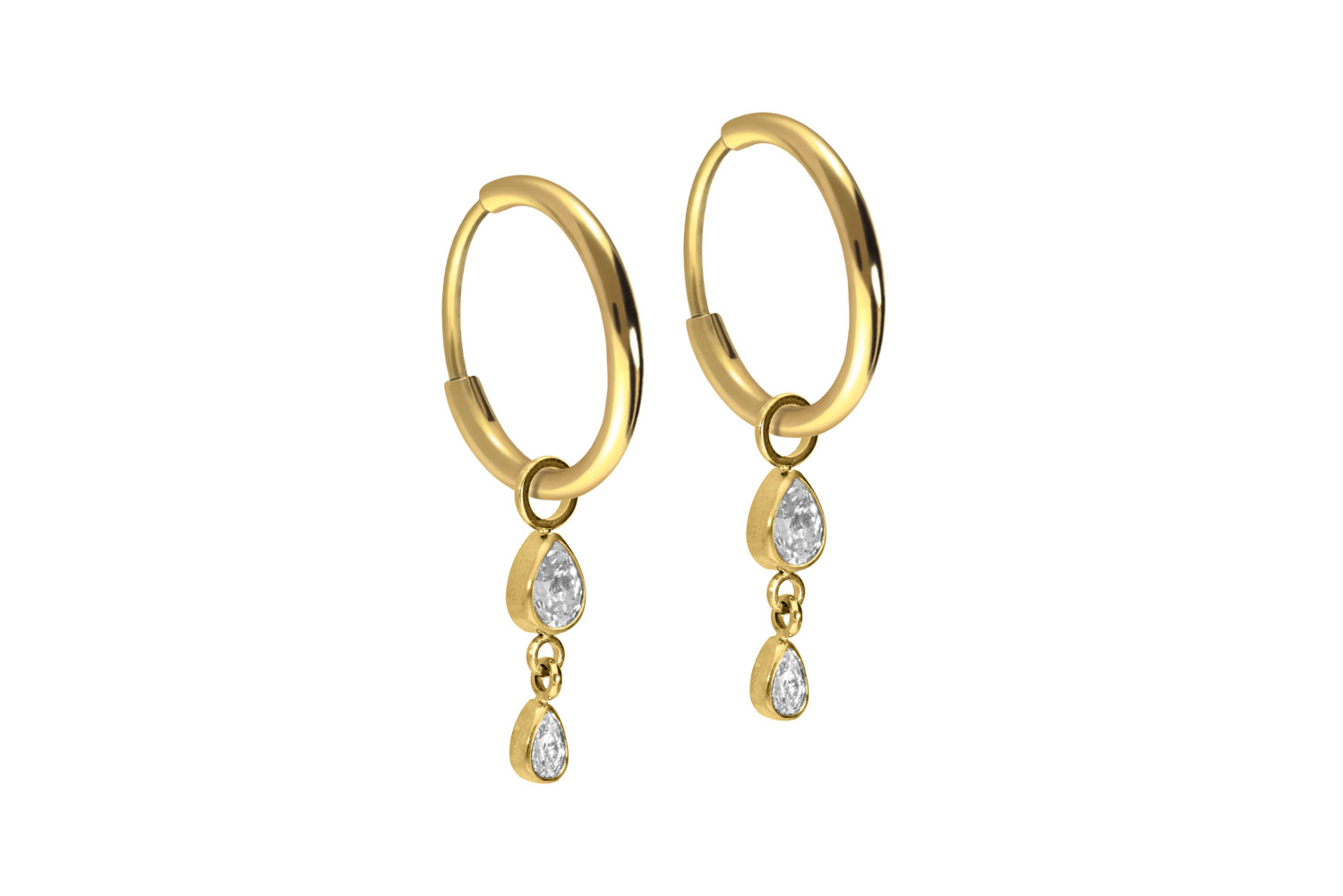 Titanium ear clicker creoles 2 CRYSTAL DROPS