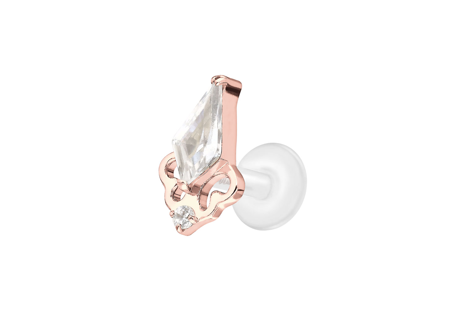 PTFE labret with internal thread + titanium attachment CRYSTAL SHIELD