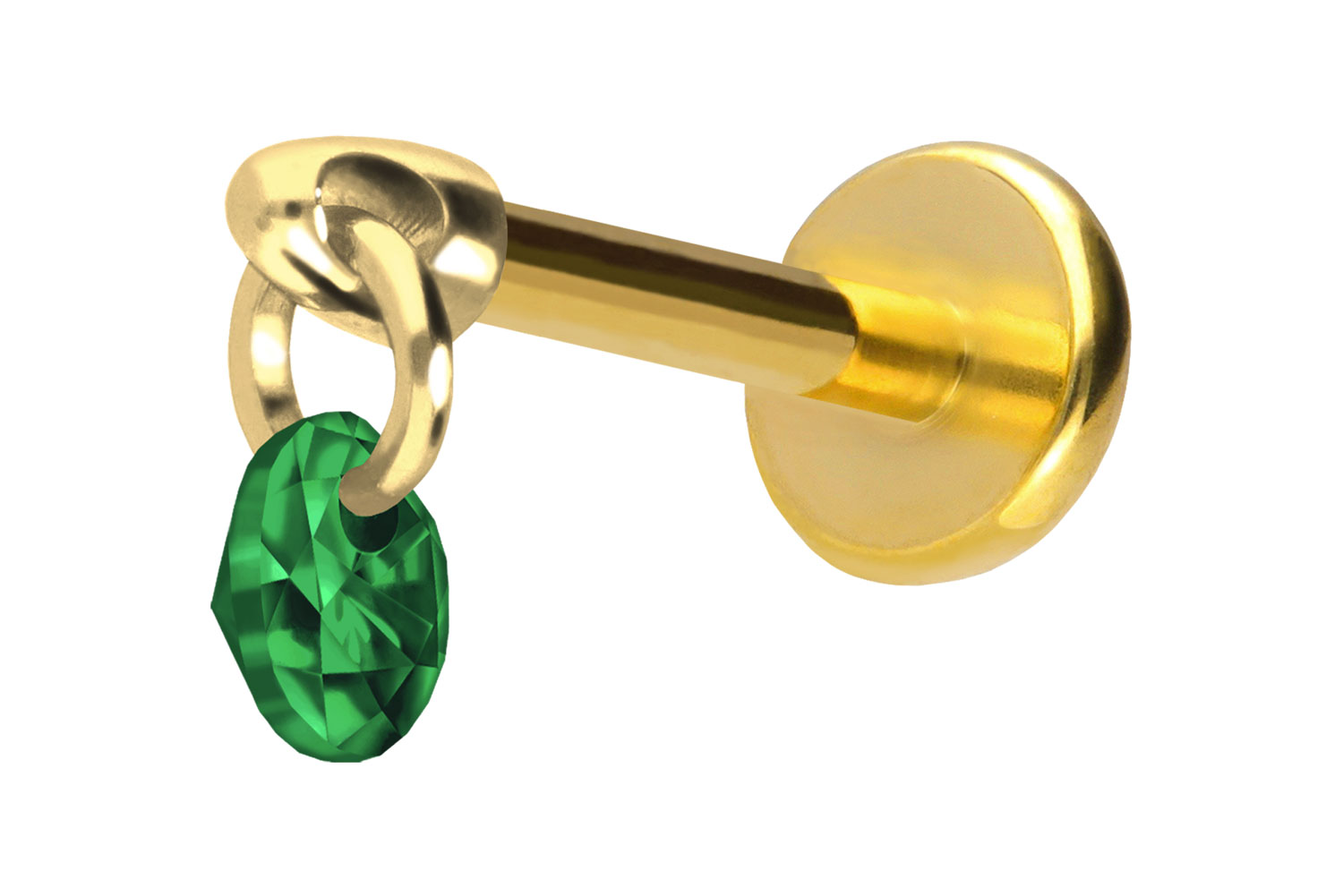 Titanium labret with push fit ROUND CRYSTAL