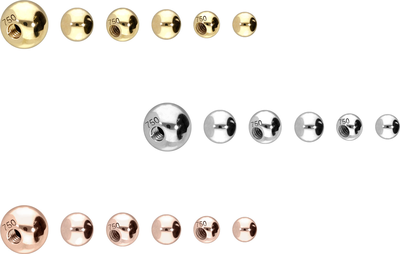 14/18 carat gold screw-in ball