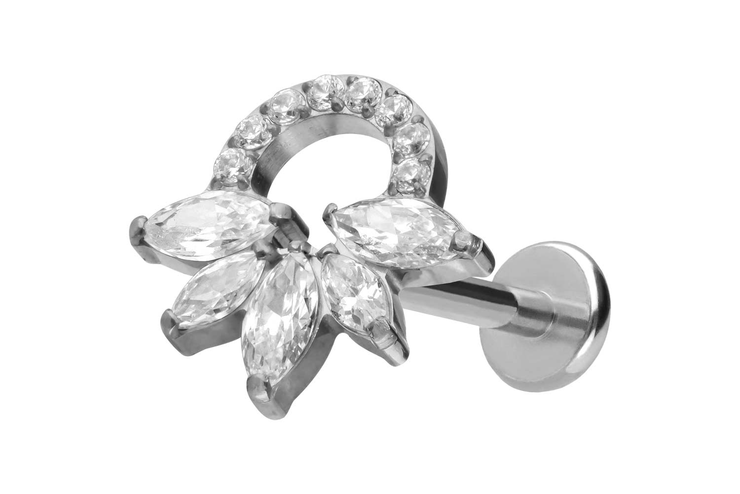 Titanium labret with push fit CRYSTAL RATTLE