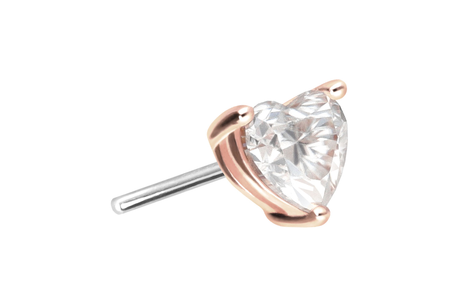 14 carat gold attachment with titanium push pin MOISSANITE HEART