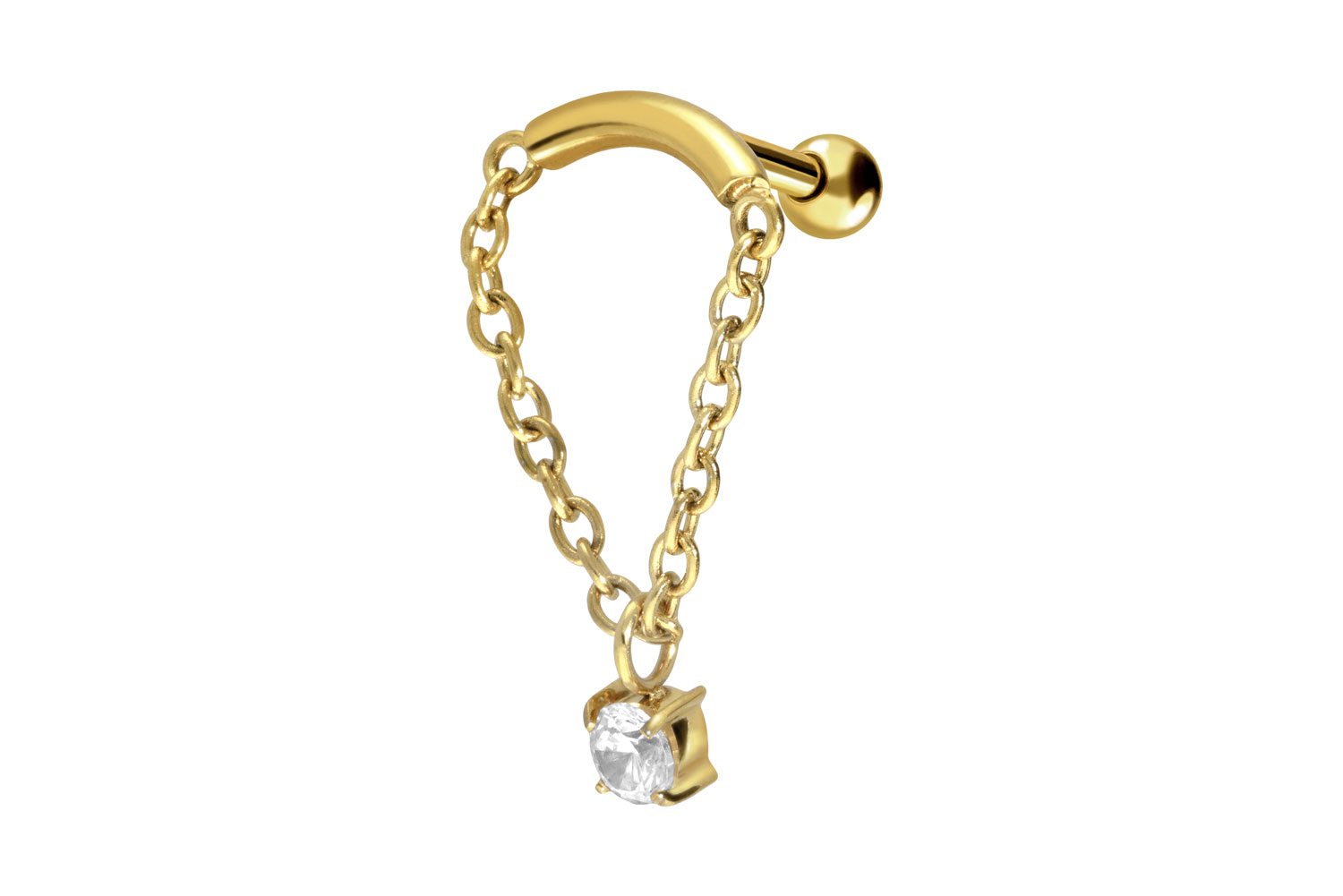 Surgical steel ear piercing ARCH + CHAIN + CRYSTAL