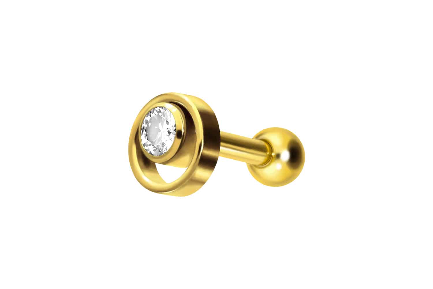 Titan Ohrpiercing mit Innengewinde RING + KRISTALL