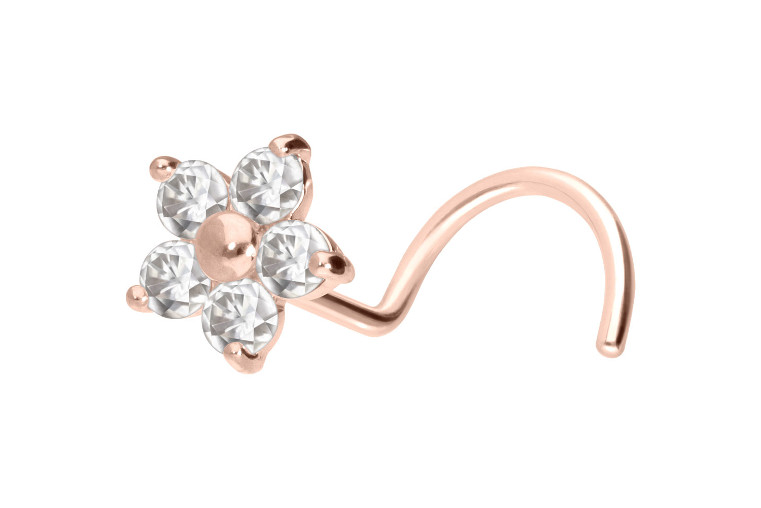 14/18 Karat Gold Nasenstecker Spirale MOISSANIT-BLUME