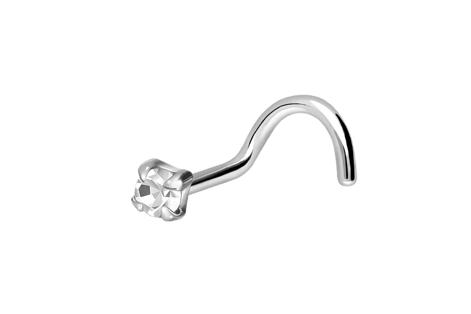 925er Silber Nasenstecker Spirale EINGEFASSTER KRISTALL