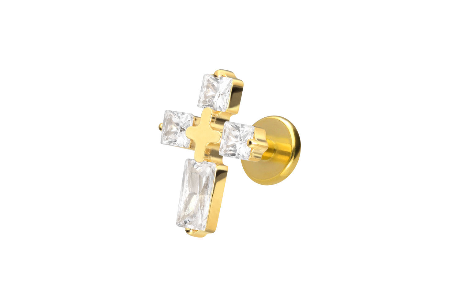 Titanium labret with internal thread CRYSTAL CROSS