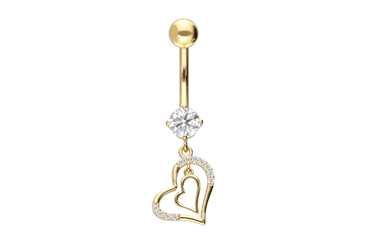 14/18 carat gold bananabell MOISSANITE + 2 HEARTS