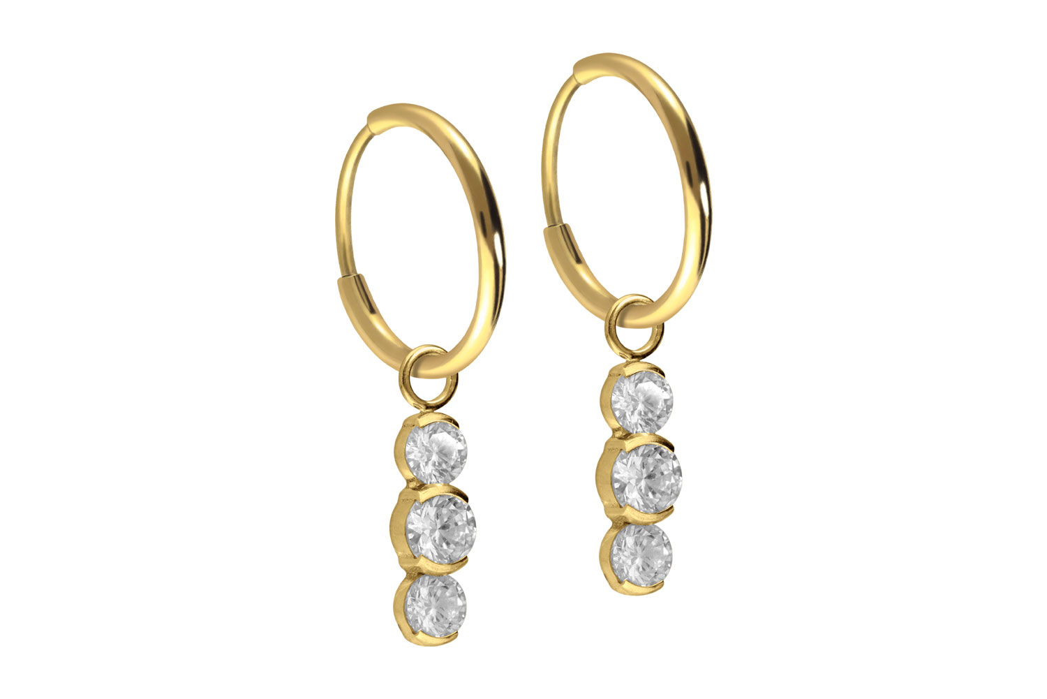 Titanium ear clicker creoles 3 SETTED CRYSTALS