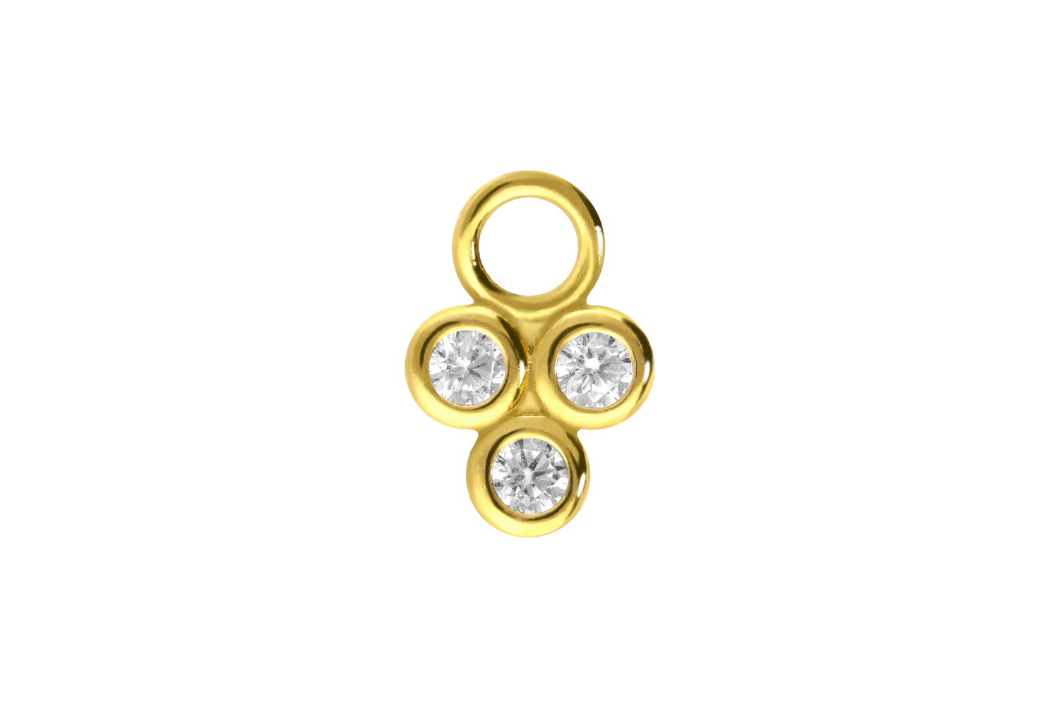 Surgical steel pendant for clickers 3 SETTED CRYSTALS