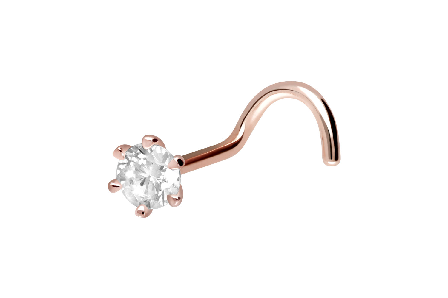 18 Karat Gold Nasenstecker Spirale EINGEFASSTER KRISTALL