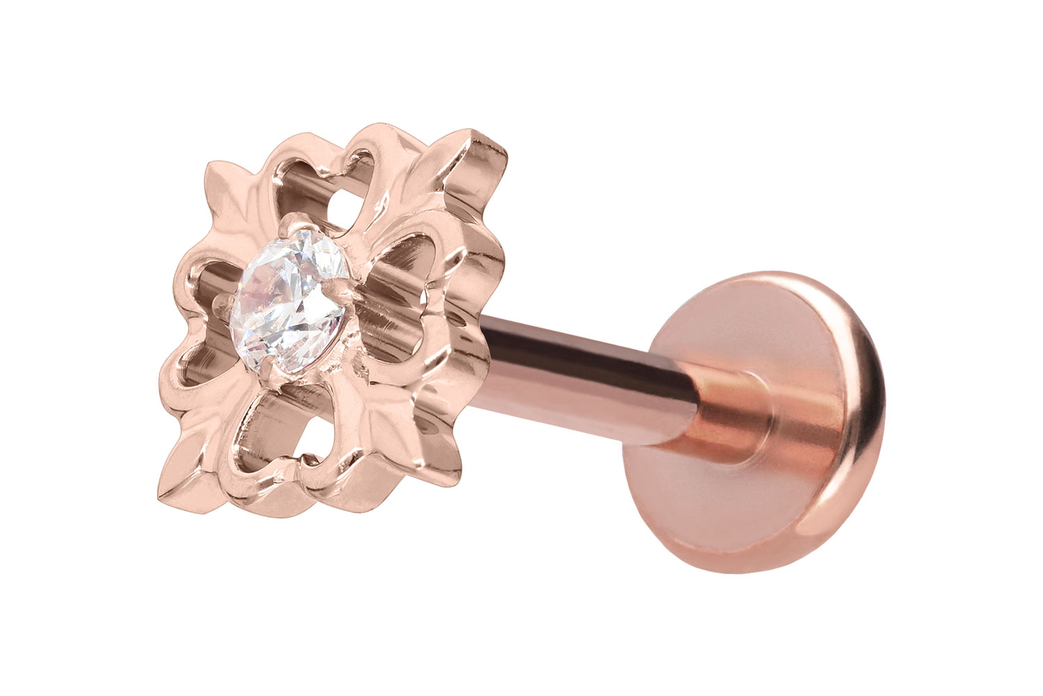 Titanium labret with push fit CLOVER LEAF