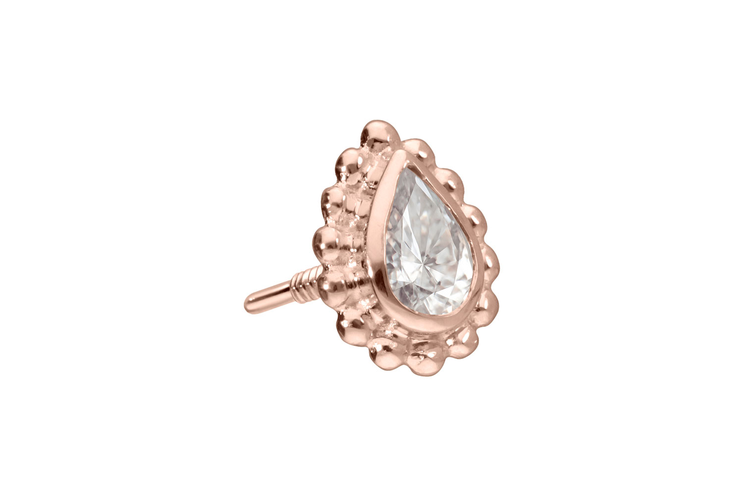 14 carat gold screw-in attachment with external thread MOISSANITE DROP + BALLS