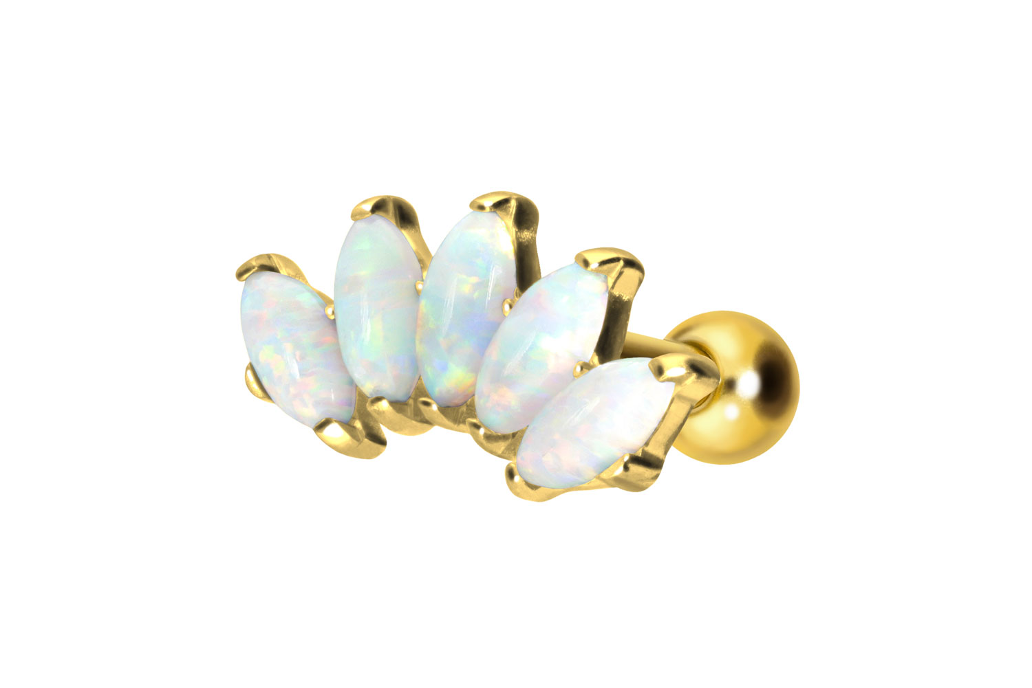 Titanium ear piercing with internal thread ARCH + SYNTHETIC OPALS