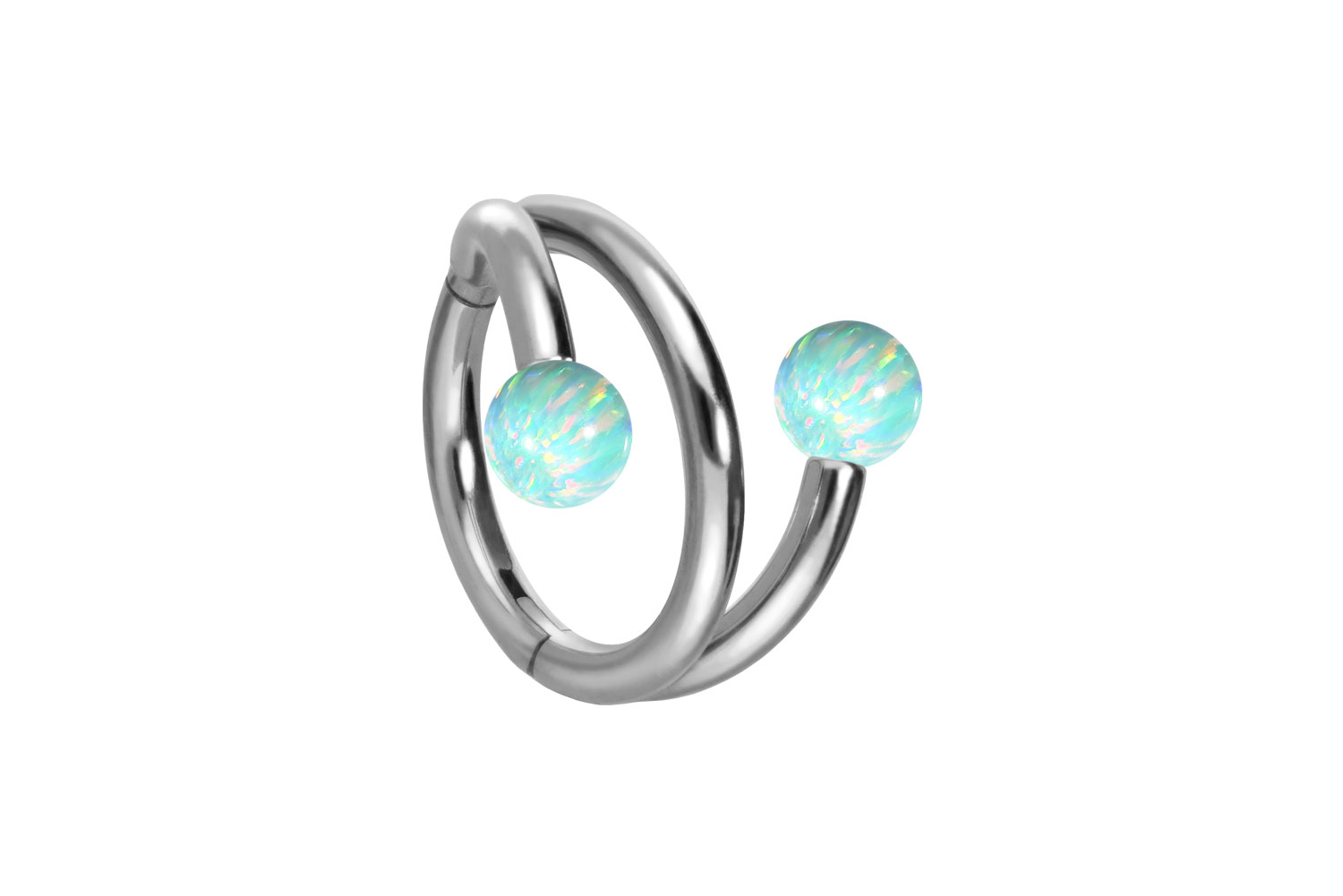 Titanium segment ring clicker with internal thread 3 RINGS + 2 SYNTHETIC OPALS