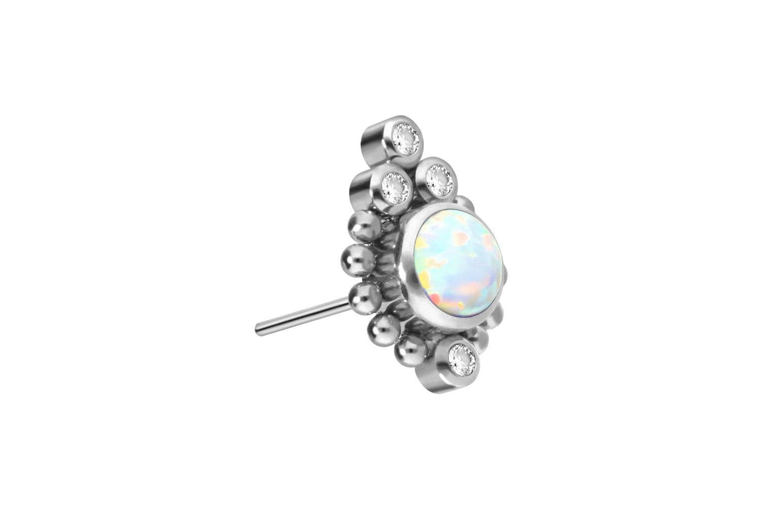 Titan Aufsatz mit Push Pin SYNTHETISCHER OPAL + 4 KRISTALLE + KUGELN ++SALE++