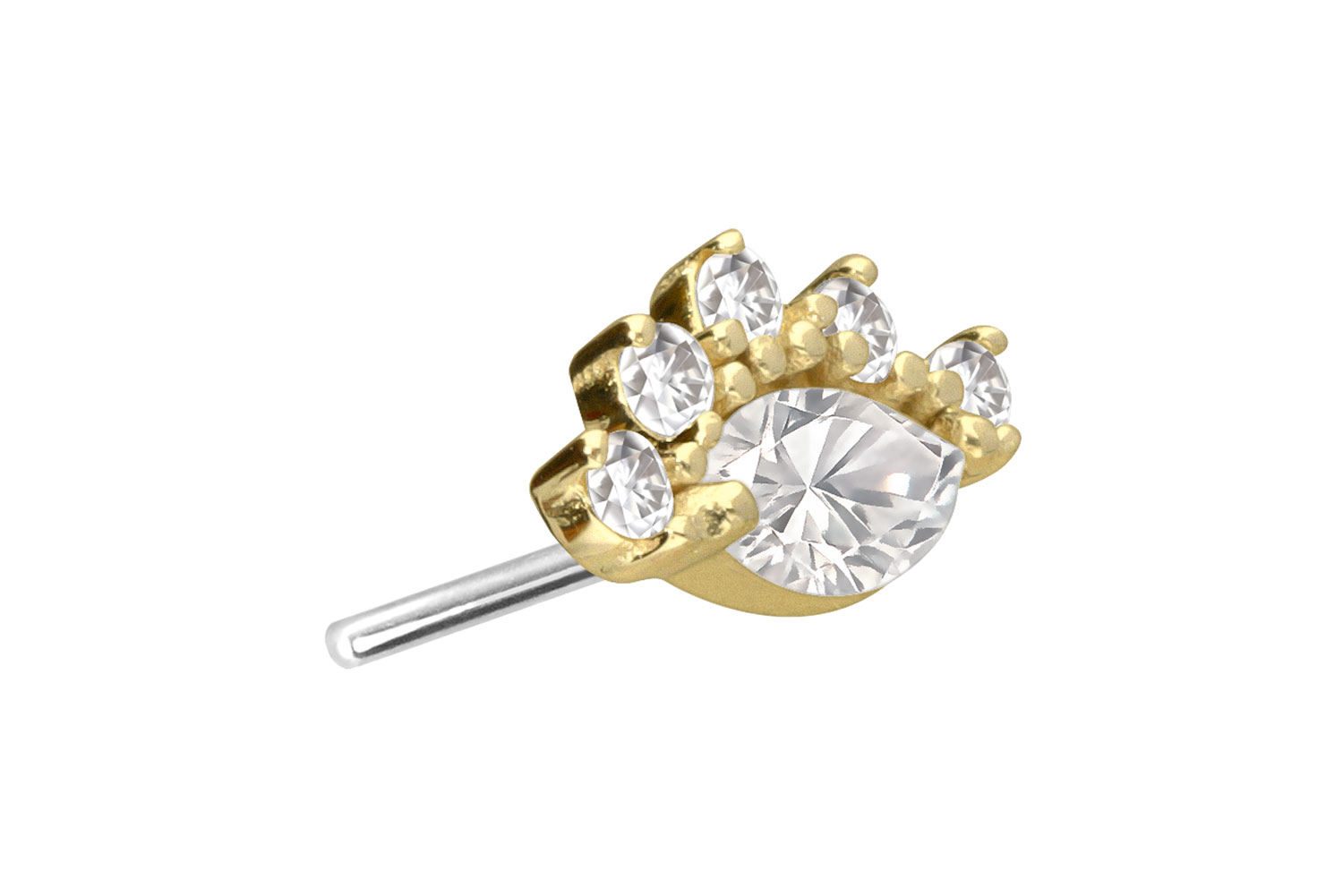 14 carat gold attachment with titanium push pin MOISSANITES