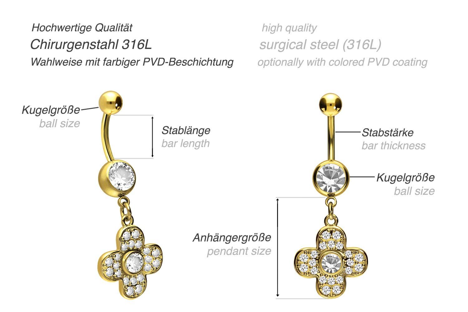 Surgical steel bananabell with brass design CLOVER LEAF ++SALE++