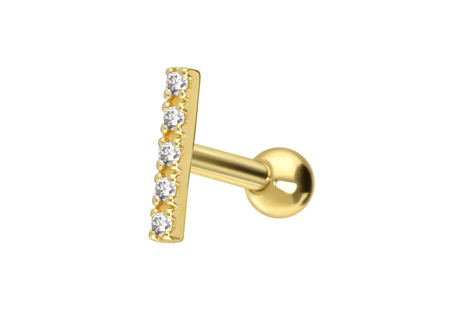 14/18 carat gold ear piercing MOISSANITE BAR