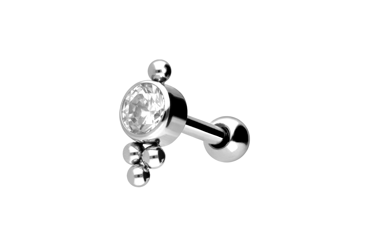 Chirurgenstahl Ohrpiercing KRISTALL + 4 KUGELN