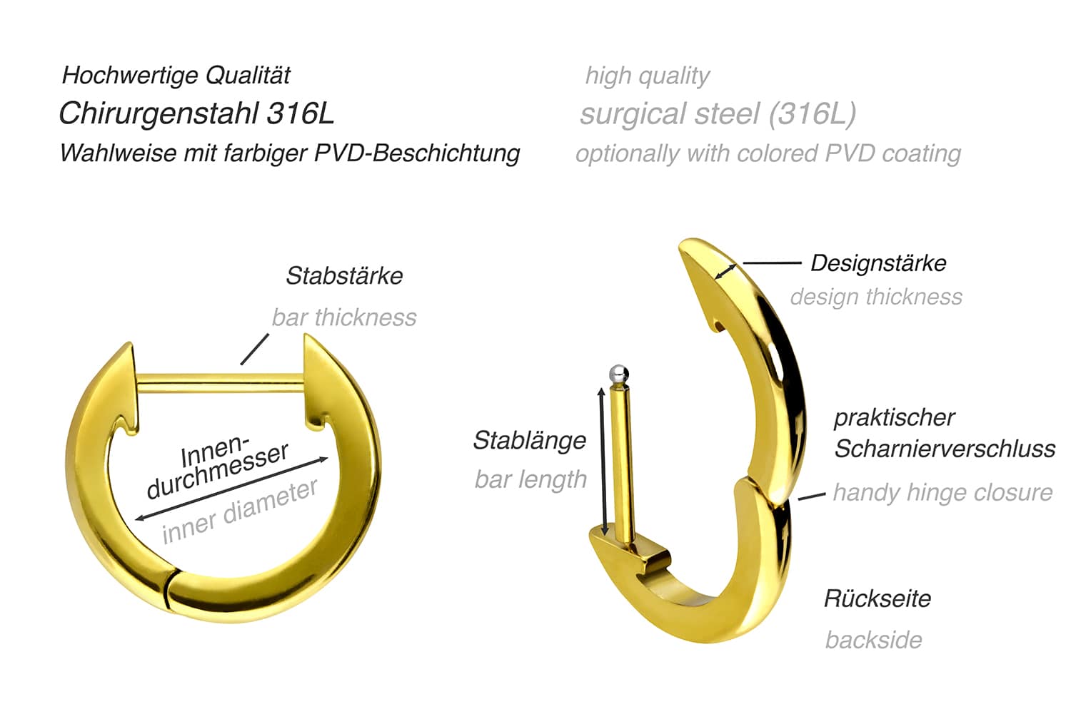 Surgical steel ear clicker creoles