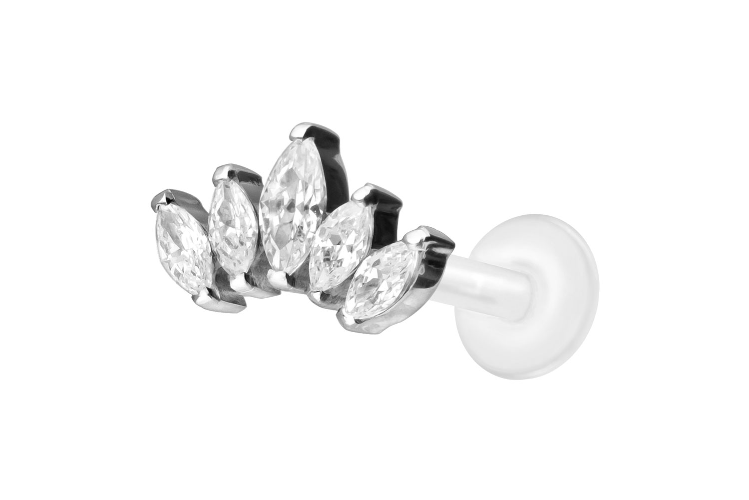 PTFE labret with internal thread + titanium attachment LOTUS BLOSSOM