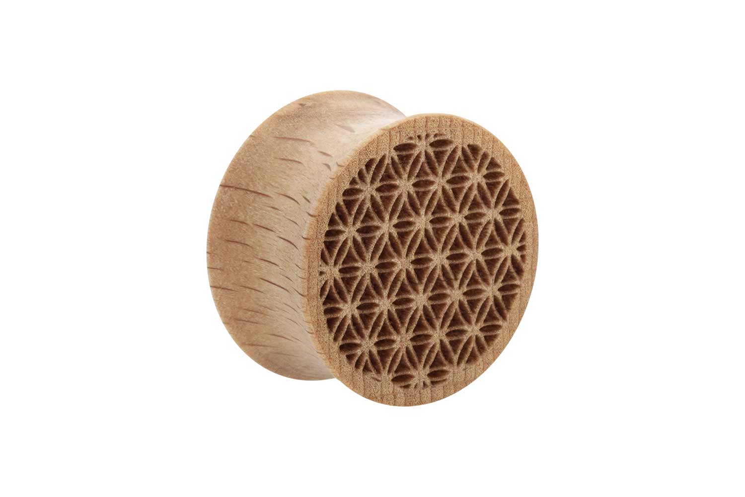 Wood Double Flared Plug FLOWER OF LIFE ++SALE++