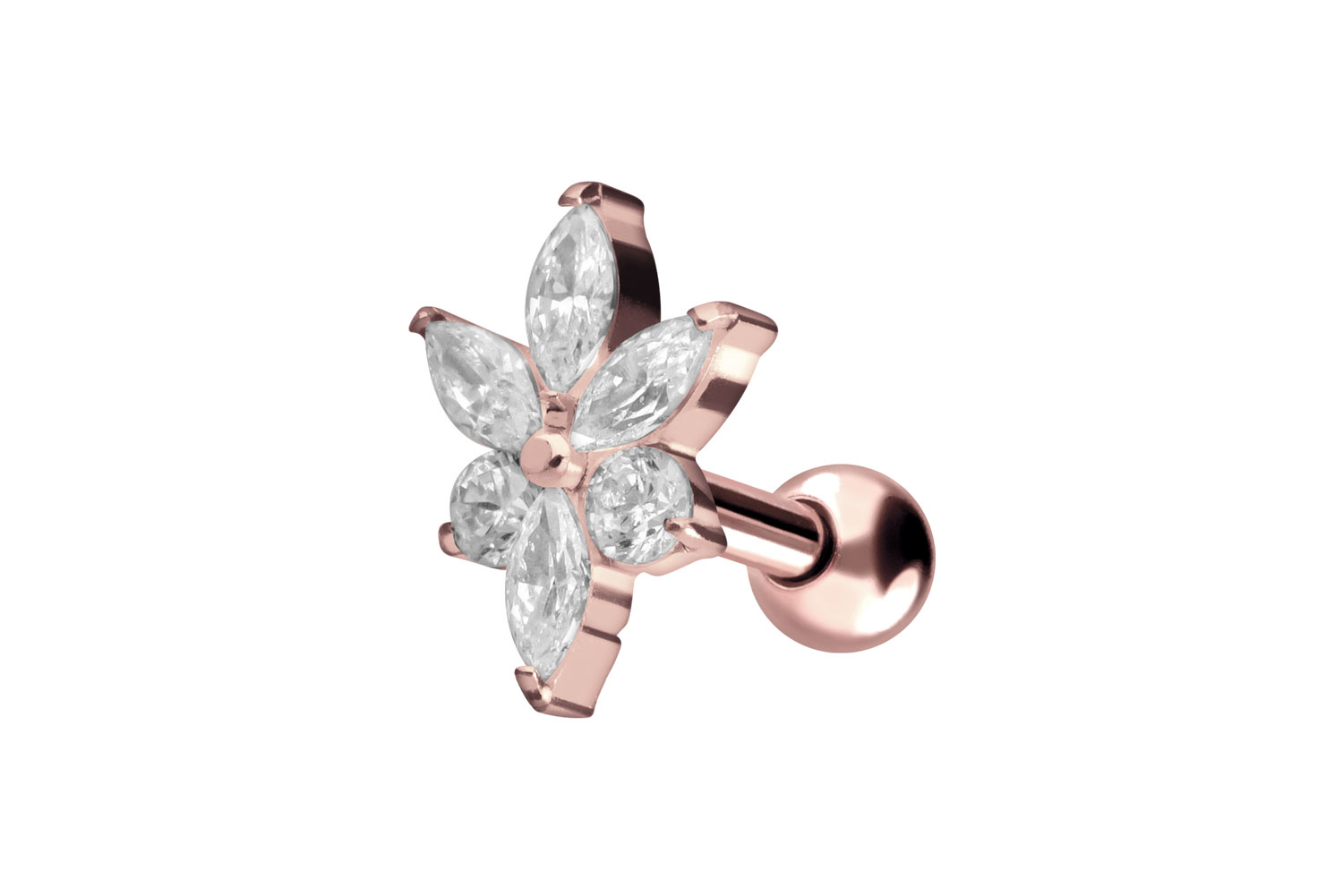 Titanium ear piercing CRYSTAL BLOSSOM