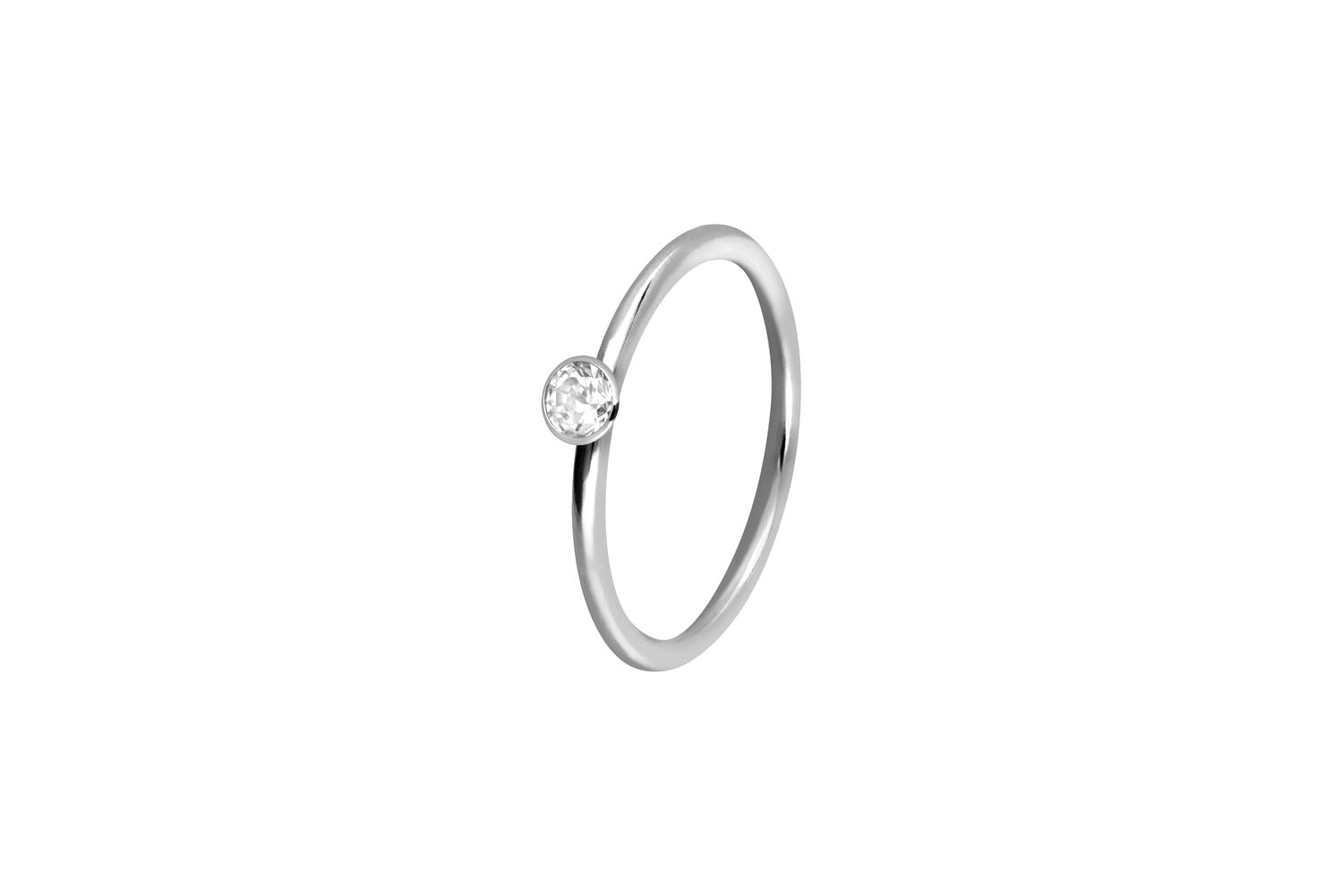 925 silver nose ring ROUND CRYSTAL - bendable ++SALE++