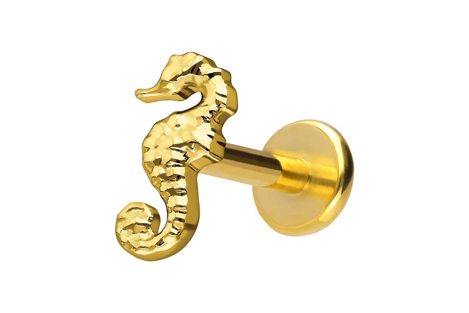 Titanium labret with push fit SEAHORSE