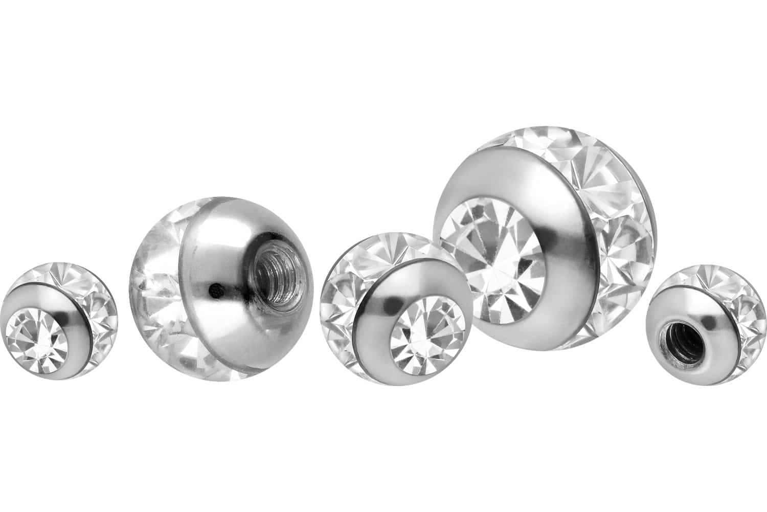 Titanium screw-in ball EPOXY RING + CRYSTAL