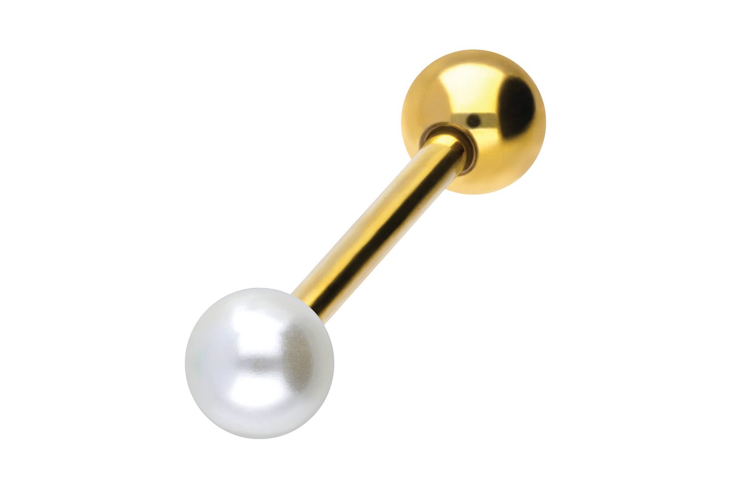 Surgical steel barbell SYNTHETIC PEARL + SURGICAL STEEL BALL