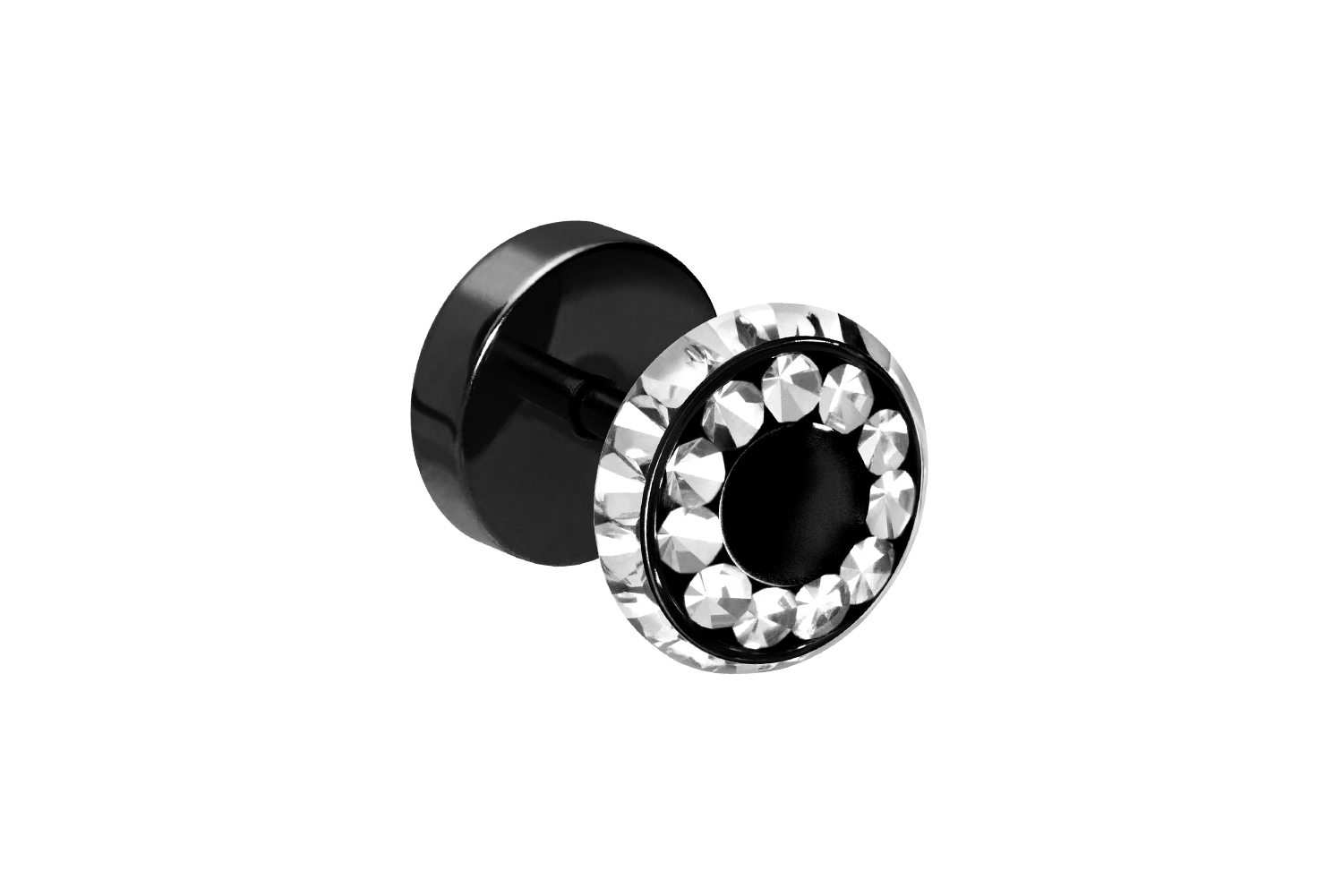 Surgical steel fake plug CRYSTALS + EPOXY