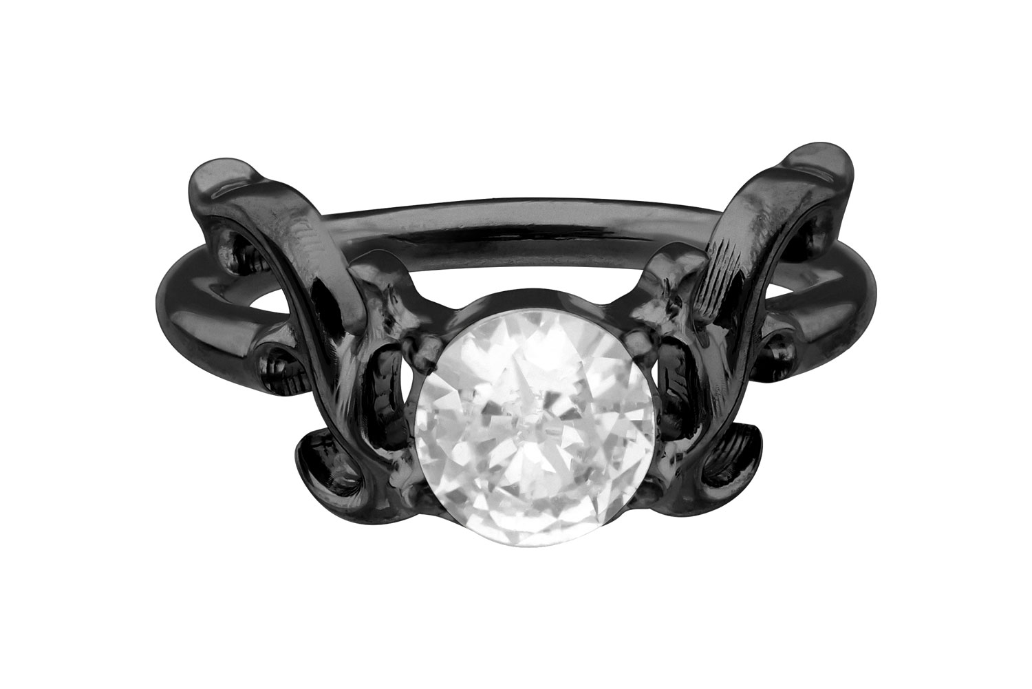 Surgical steel segment ring clicker CRYSTAL + ANTLERS