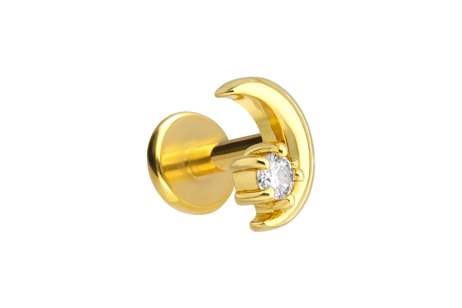 Titan Labret mit Innengewinde + 925er Silber Aufsatz MOISSANIT + MOND