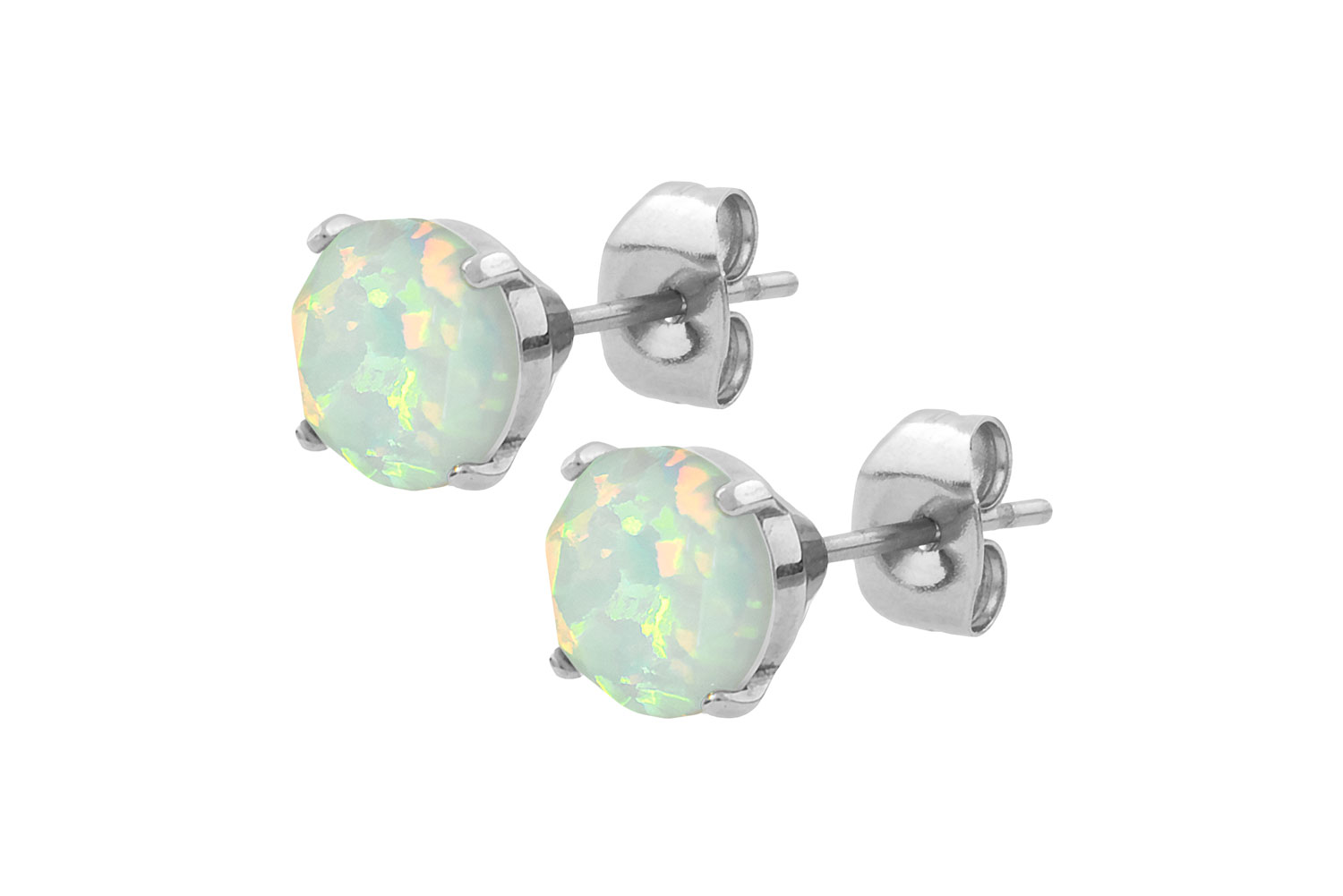 Surgical steel ear studs SYNTHETIC OPAL