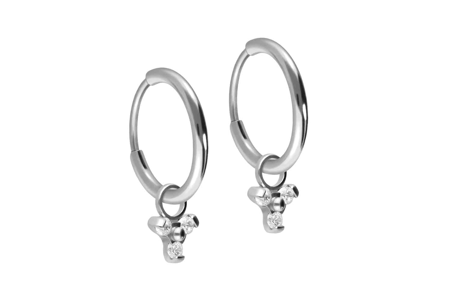 Titanium ear clicker creoles CRYSTAL FLOWER