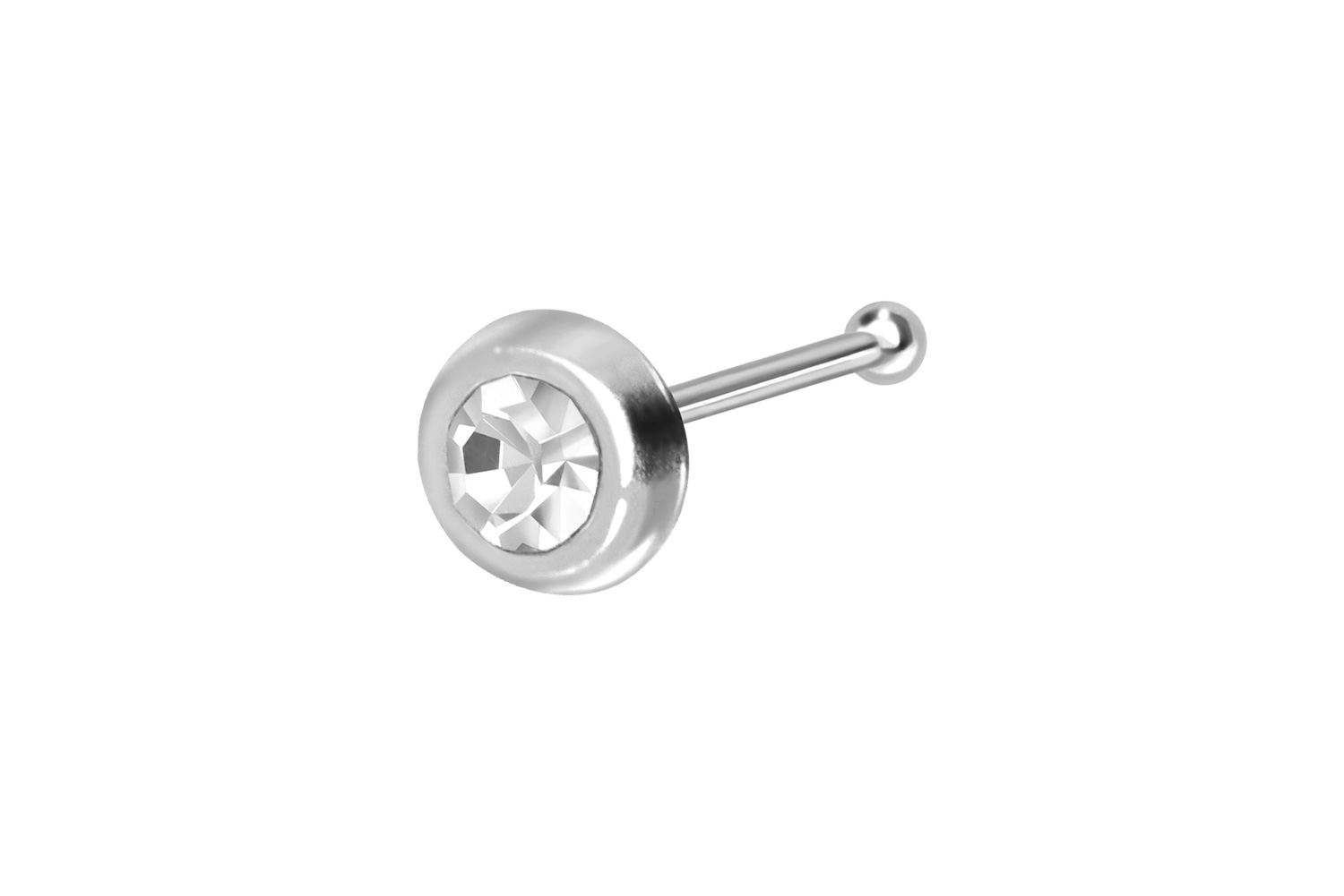 925 silver nose stud pin ROUND CRYSTAL