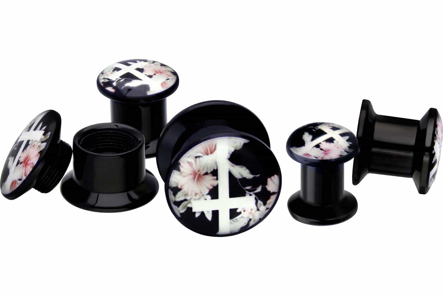 Acrylic plug CROSS + BLOSSOMS