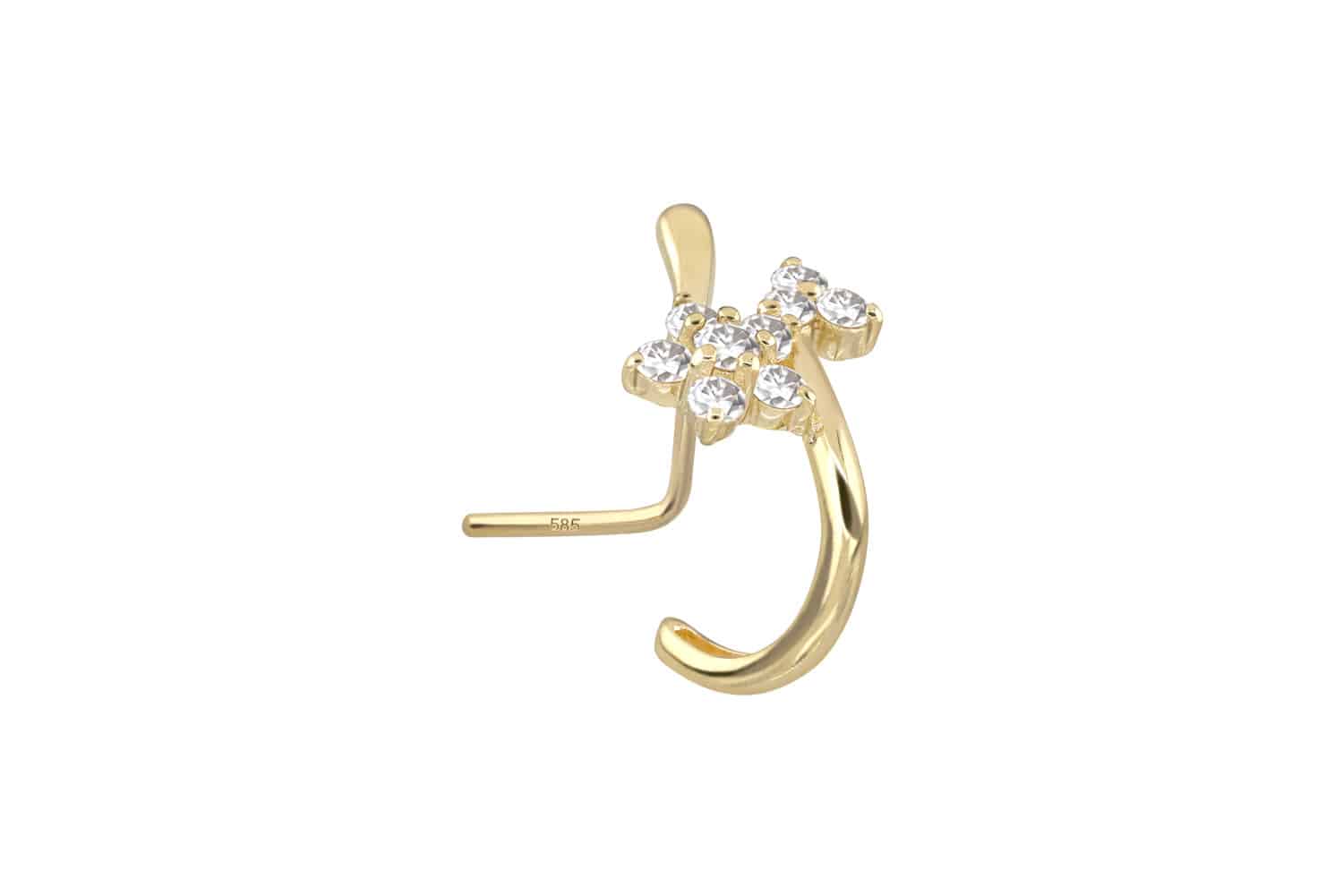14/18 Karat Gold Nasenstecker MOISSANIT-BLUME